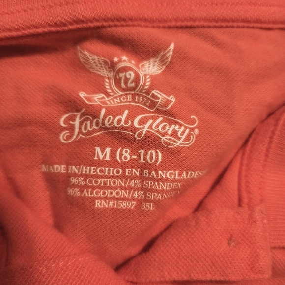 Faded Glory Coral Polo Tee Women’s Medium (8-10) Everyday Summer Spring Preppy - Picture 4 of 5